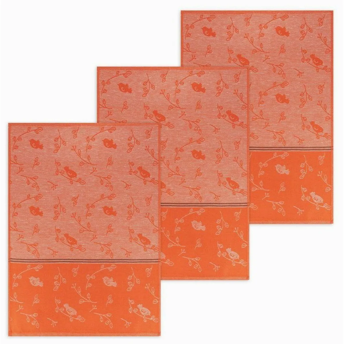 Kracht Geschirrtuch Piepmatz, 3er Set, Halbleinen Jacquard