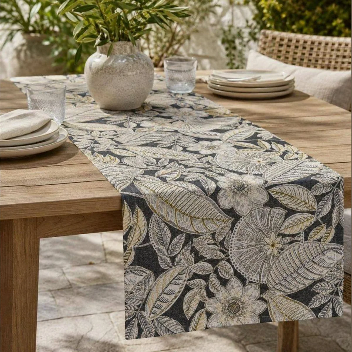 Sander Sheyla Tischläufer, florales Design, Jacquardqualität, 50 x 140 cm