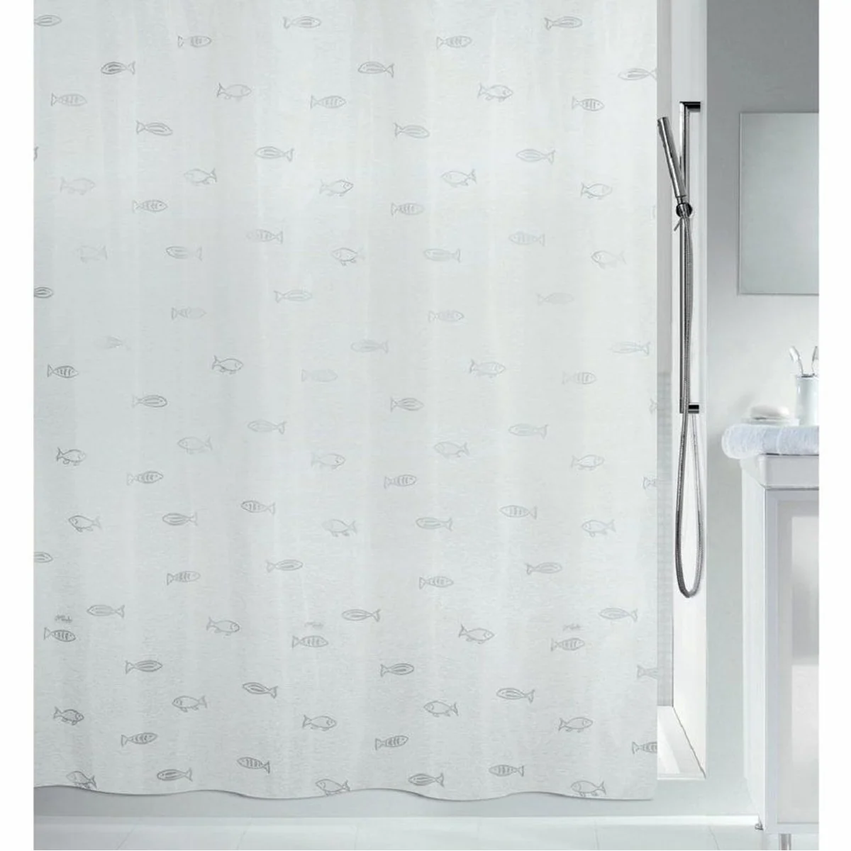 Spirella KOS Duschvorhang, 120 cm Breite, wasserabweisend, waschbar 30°