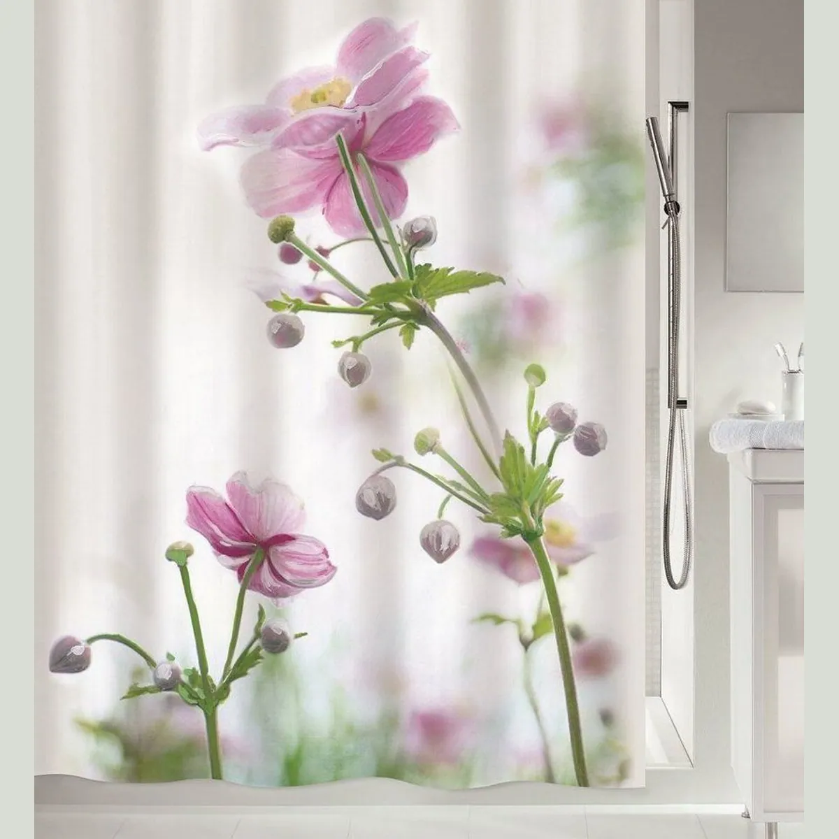 Spirella Duschvorhang ANEMONE, wasserabweisend, antibakteriell, 100% Polyester